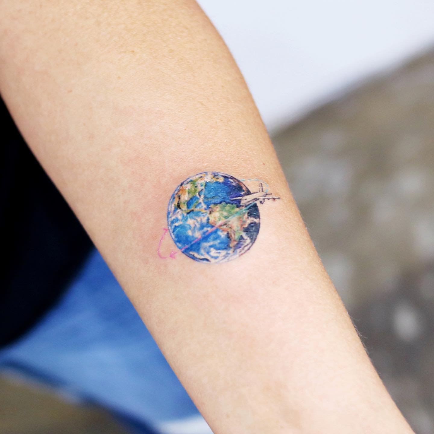 watercolor earth design by guseul tattoo