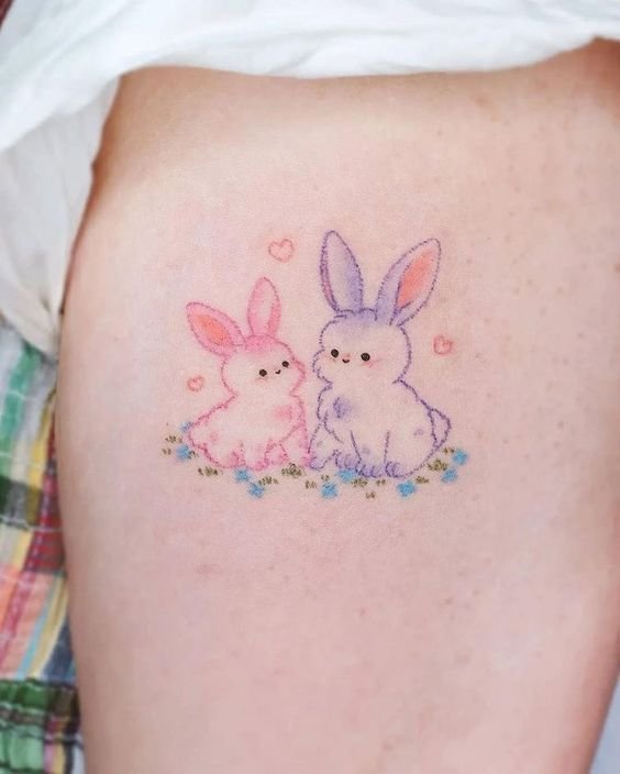 watercolor rabbit tattoo