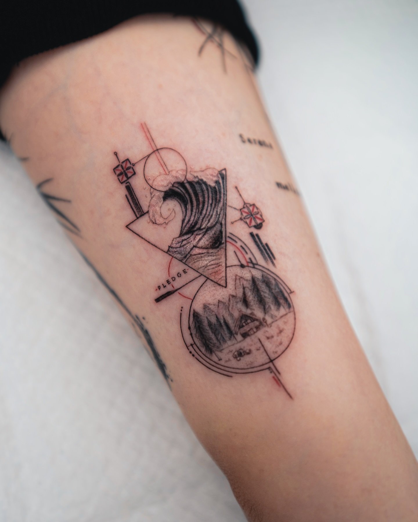 Black inked geometric tattoo ideas by hmm.ink