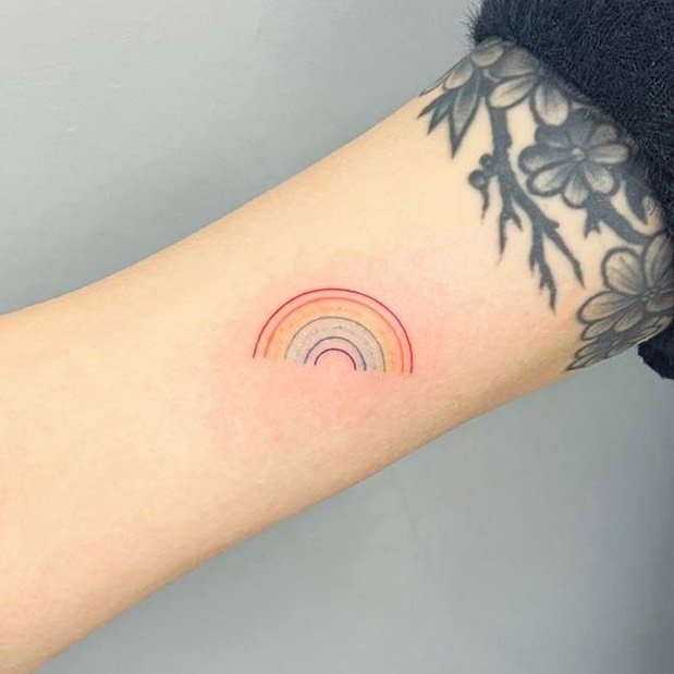 fineline rainbow design by honeybeetattoo airu