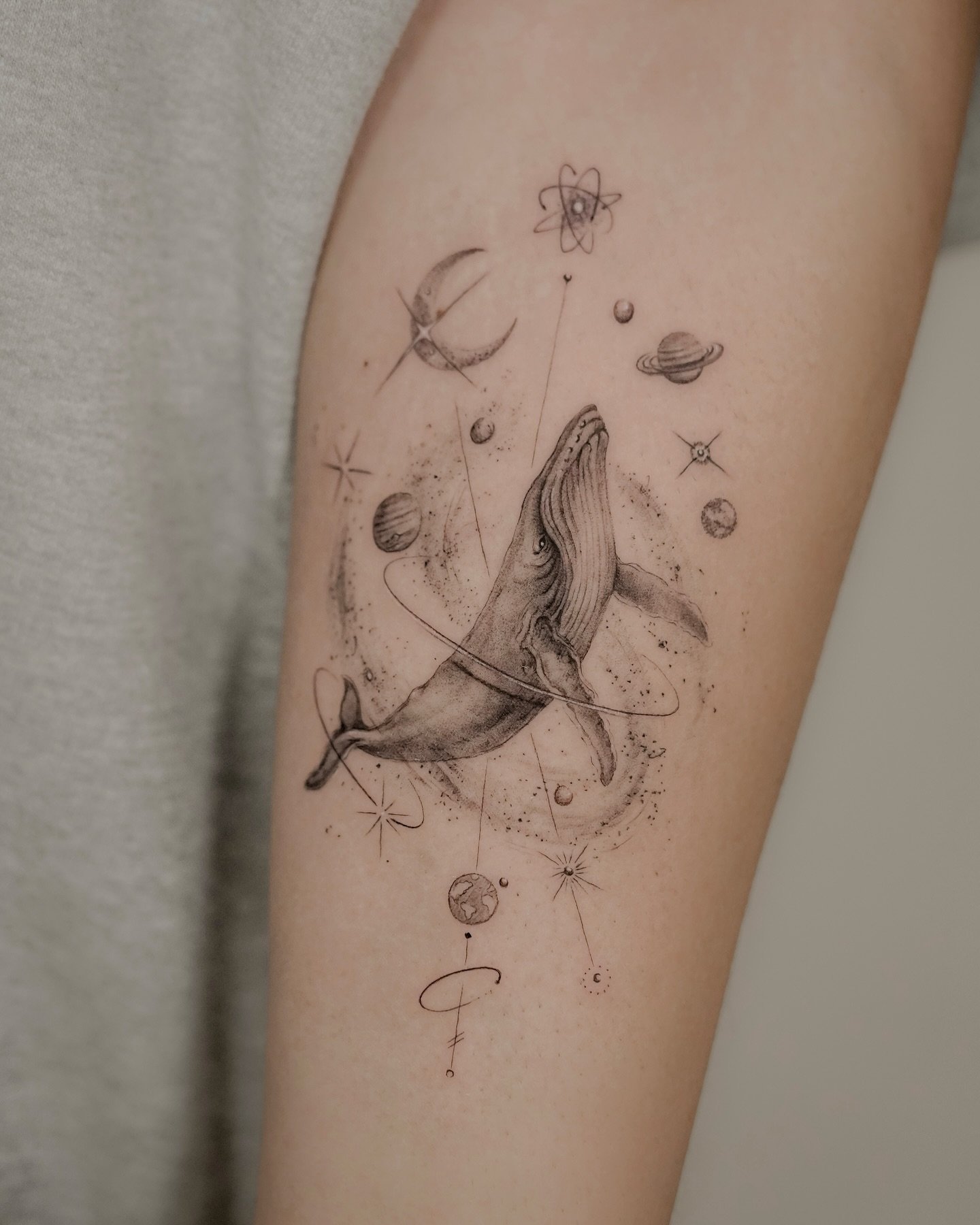 geometric whale by jk.tattoo