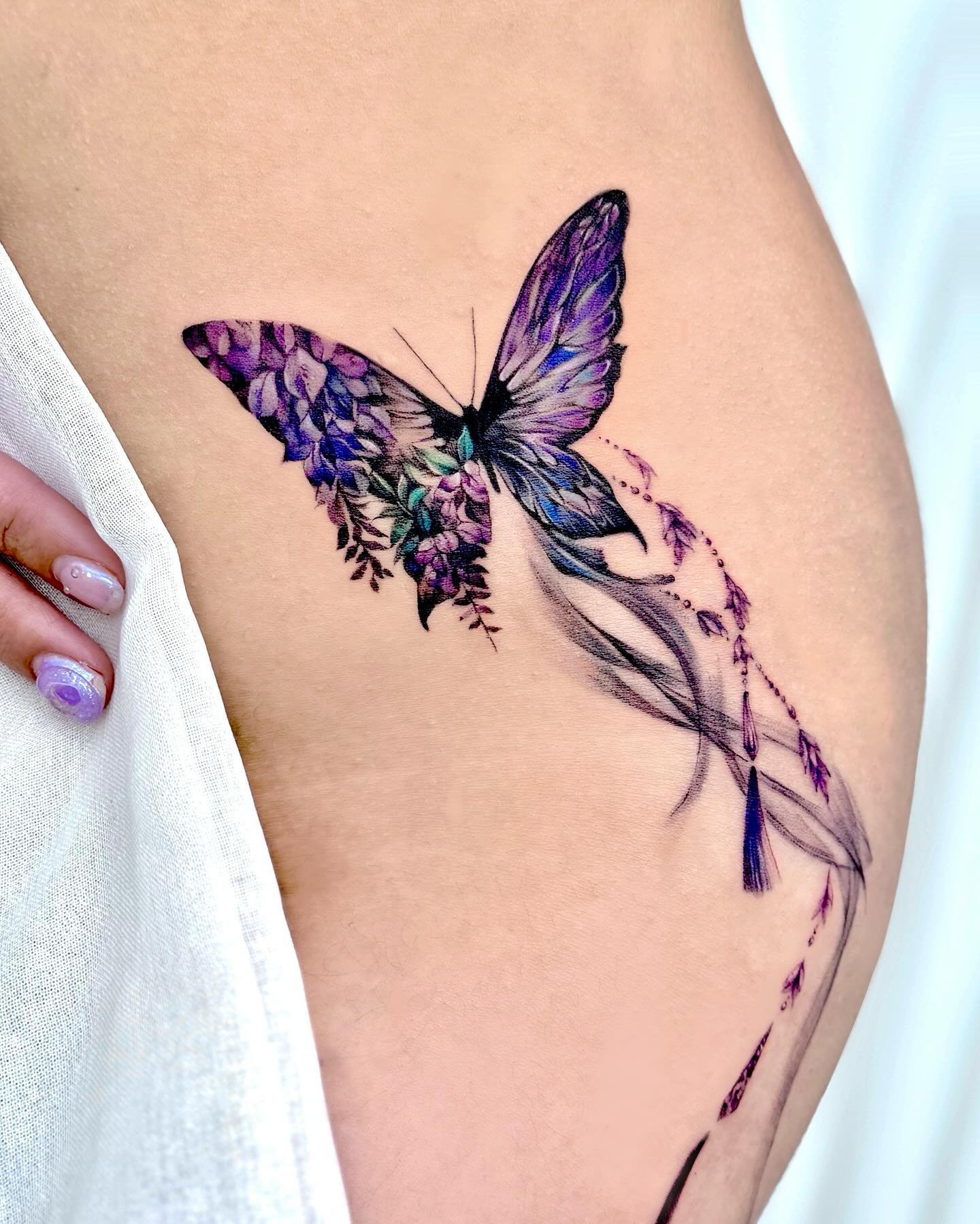 Beautiful floral butterfly tattoos by forest tt