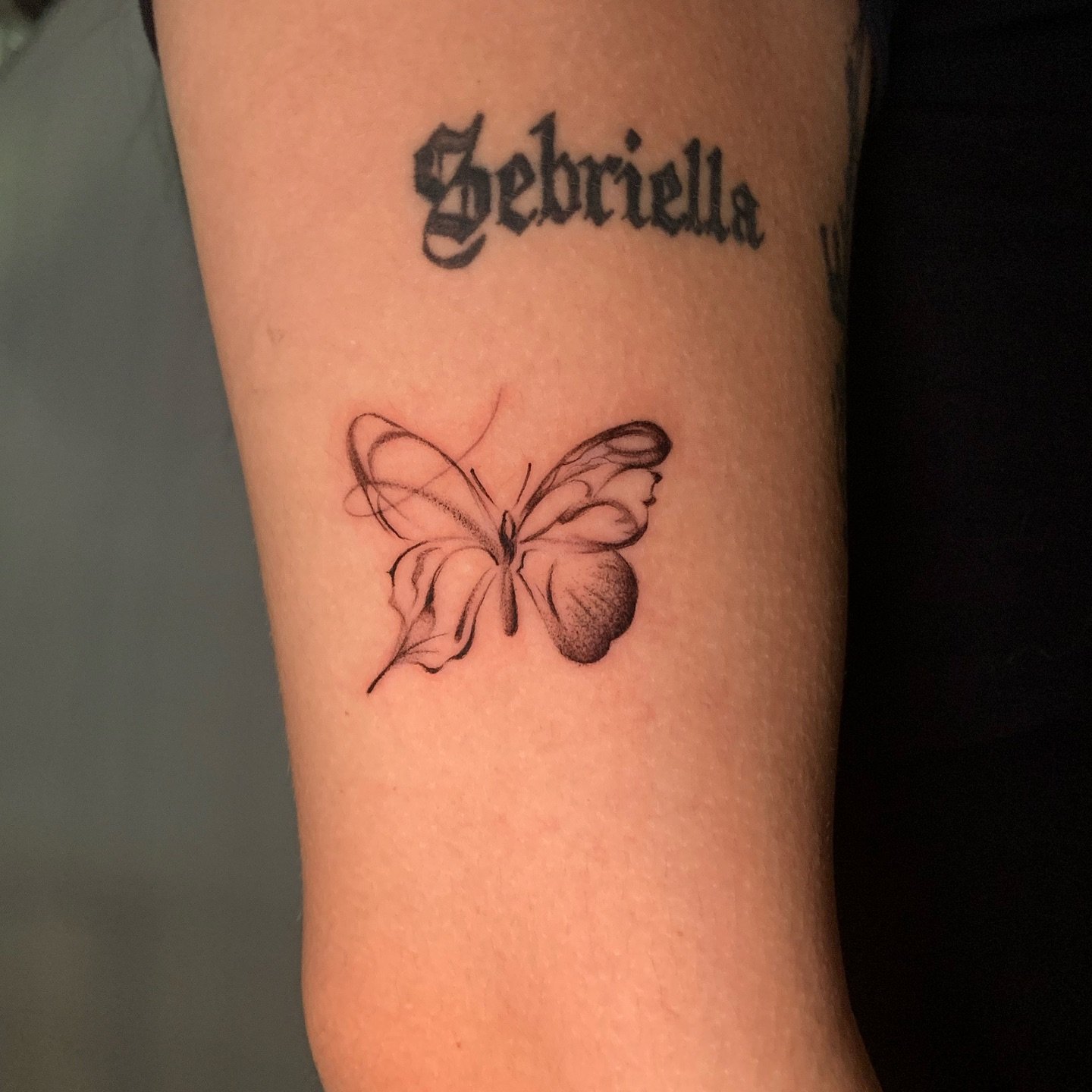 Cute and minimal black butterfly tattoos by lcmarj tattooist 1